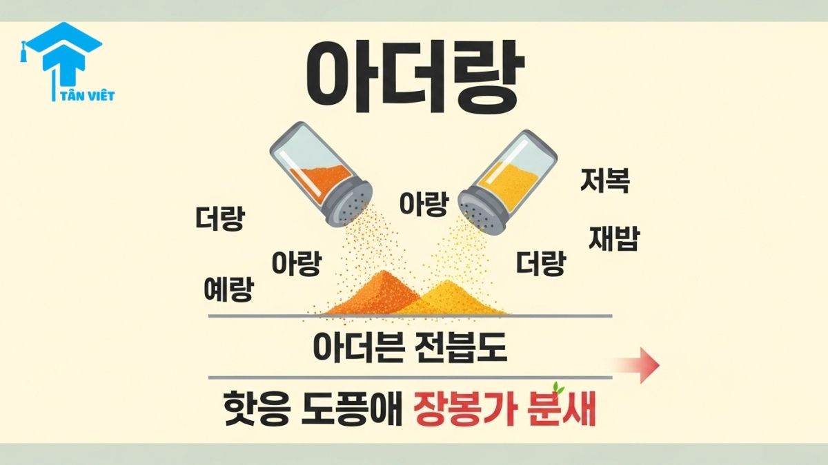 Phó Từ Trong Tiếng Hàn (한국어 부사): Cẩm Nang Toàn Diện A-Z 1 A infographic illustrating how Korean adverbs (부사) like '아주' and '빨리' add flavor and detail to a basic sentence. This visual is for a comprehensive guide on Korean adverbs, explaining their function and types for Vietnamese learners.