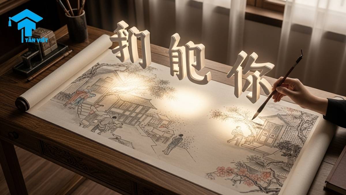 Cách Dùng Đại Từ Tiếng Trung (我,你,他): Cẩm Nang Cho Người Mới Học 2 Học cách phân loại đại từ tiếng Trung qua hình ảnh cuộn giấy cổ, làm nổi bật các đại từ số nhiều như 我们 và 他们, giúp người học hiểu rõ hơn về ngữ pháp Hán ngữ.