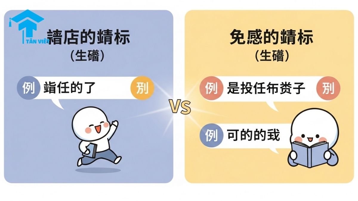 Infographic comparing the use of the particle '得' in State Complements (状态补语) and Potential Complements (可能补语). This visual guide helps learners of Chinese grammar differentiate between 'pǎo de kuài' and 'tīng de dǒng', a key concept in mastering Chinese complements (补语).