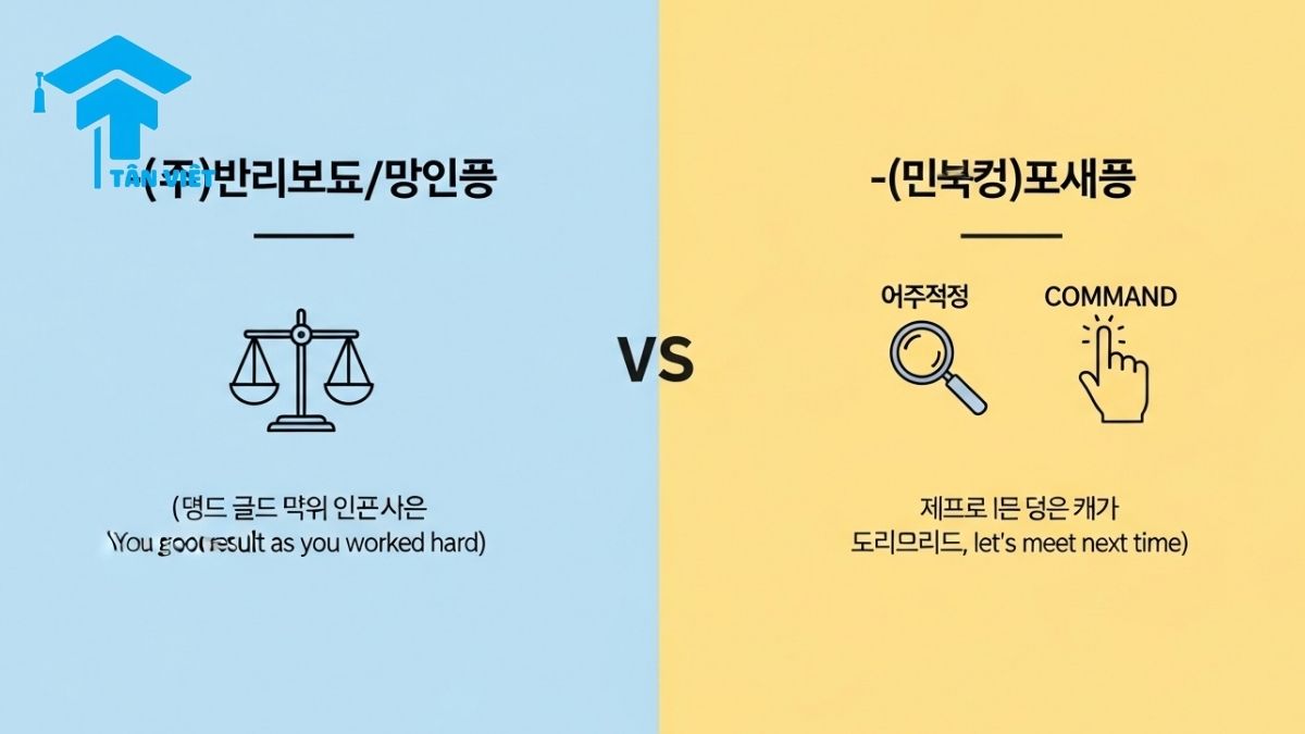 Ngữ pháp -(으)ㄴ/는/(으)ㄹ 만큼: Toàn tập cách dùng "như", "đến mức" & "vì" 4 Comparison infographic chart showing the different uses of Korean grammar -(으)ㄴ/는 만큼 for proportion versus -(으)니까 for direct cause, discovery, and commands.