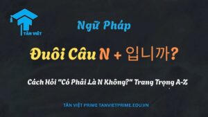 Sơ đồ giải thích cách dùng đuôi câu nghi vấn trang trọng N + 입니까? trong tiếng Hàn để hỏi "Có phải là... không?"