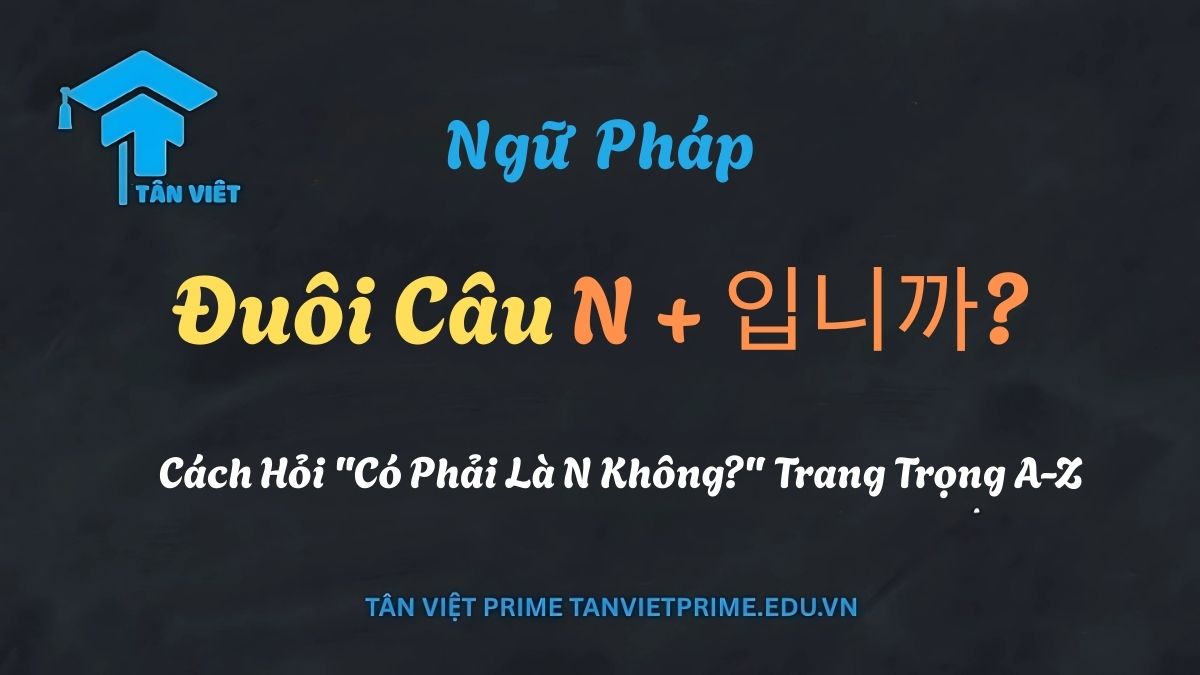 Sơ đồ giải thích cách dùng đuôi câu nghi vấn trang trọng N + 입니까? trong tiếng Hàn để hỏi "Có phải là... không?"