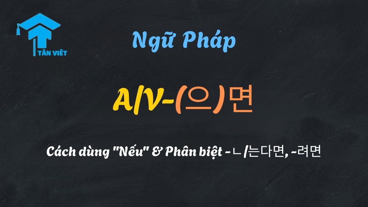 Ngữ pháp A/V-(으)면: Cách dùng "Nếu" & Phân biệt -ㄴ/는다면, -려면 1 Đồ họa giải thích ngữ pháp tiếng Hàn A/V-(으)면, với ý nghĩa "Nếu... thì..." dùng cho điều kiện.