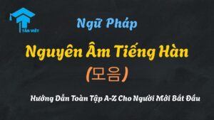 Infographic tổng quan 21 nguyên âm tiếng Hàn Hangeul (모음), phân loại 10 nguyên âm cơ bản và 11 nguyên âm ghép, kèm hướng dẫn cách đọc