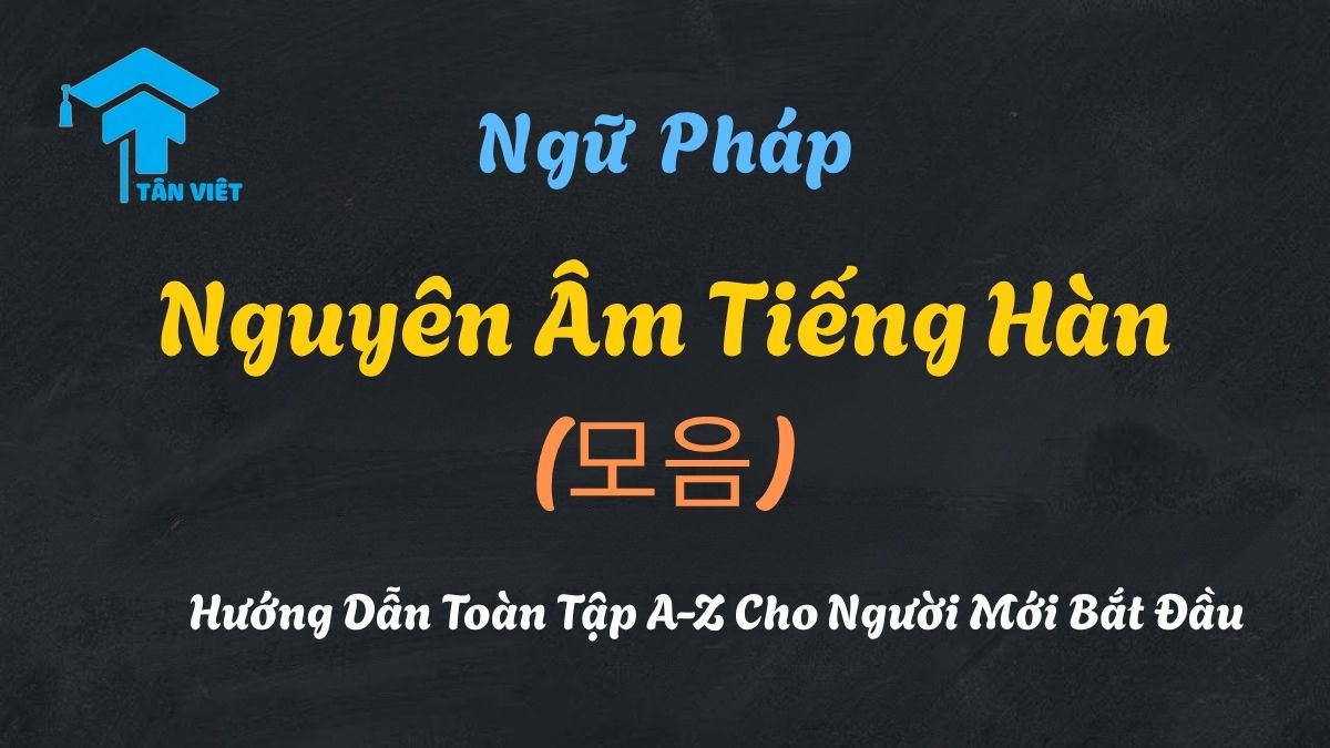 Infographic tổng quan 21 nguyên âm tiếng Hàn Hangeul (모음), phân loại 10 nguyên âm cơ bản và 11 nguyên âm ghép, kèm hướng dẫn cách đọc