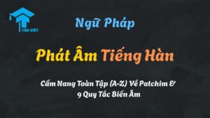 Infographic phát âm tiếng Hàn toàn tập, minh họa bảng chữ cái Hangeul, 7 âm thanh đại diện của patchim, và 9 quy tắc biến âm cốt lõi như nối âm, mũi âm hóa.