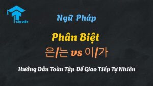 Infographic so sánh chi tiết tiểu từ chủ đề 은/는 và tiểu từ chủ ngữ 이/가, giúp người học tiếng Hàn phân biệt chức năng nhấn mạnh chủ đề và xác định chủ ngữ.
