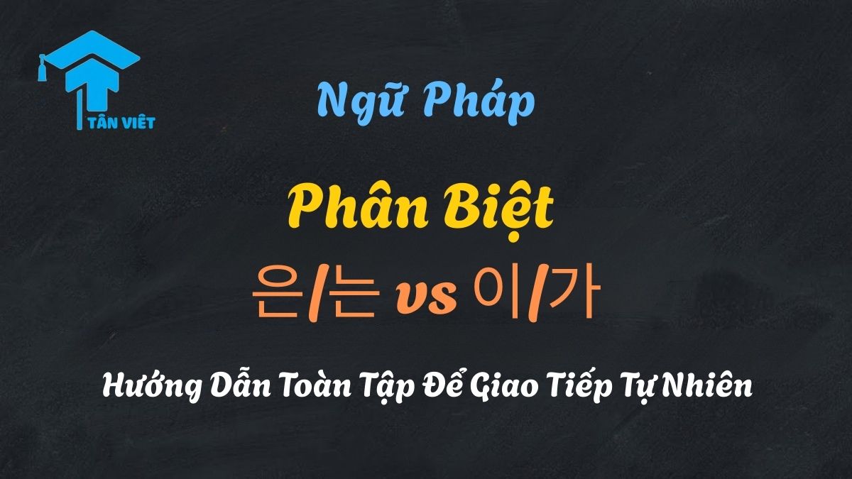 Infographic so sánh chi tiết tiểu từ chủ đề 은/는 và tiểu từ chủ ngữ 이/가, giúp người học tiếng Hàn phân biệt chức năng nhấn mạnh chủ đề và xác định chủ ngữ.