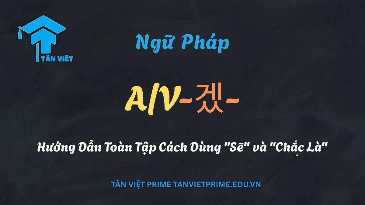Infographic giải thích 3 ý nghĩa chính của ngữ pháp A/V-겠- trong tiếng Hàn: ý chí (sẽ), dự đoán (chắc là), và khả năng (có thể).