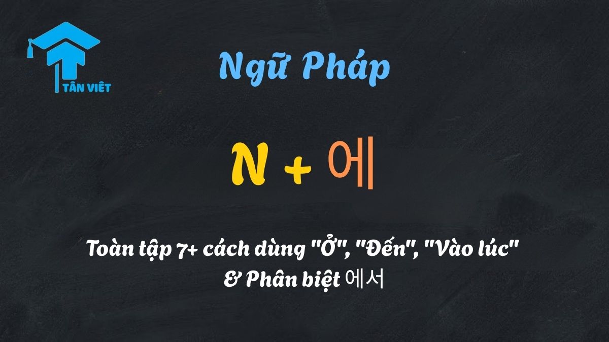 Hình ảnh giải thích toàn tập 7+ cách dùng ngữ pháp N + 에 (ở, đến, vào lúc) và phân biệt với tiểu từ 에서.