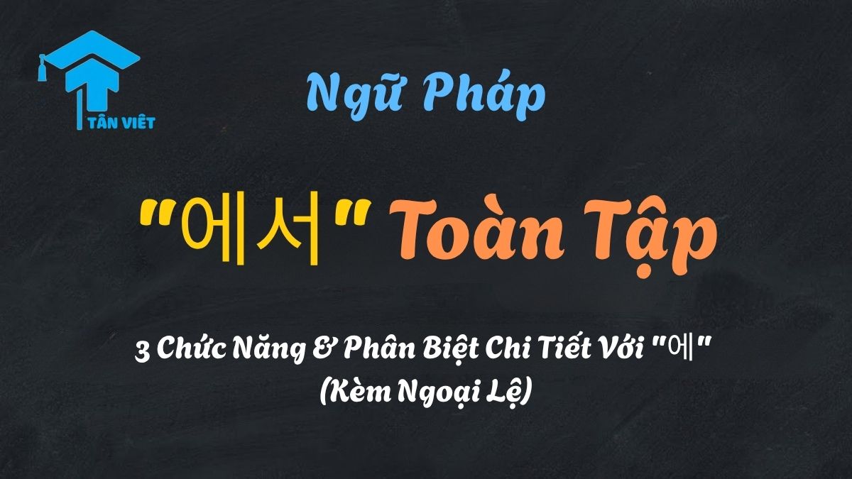 Sơ đồ phân biệt ngữ pháp tiếng Hàn '에' và '에서', giải thích '에' (vị trí tĩnh, điểm đến) và '에서' (nơi hành động, điểm xuất phát).