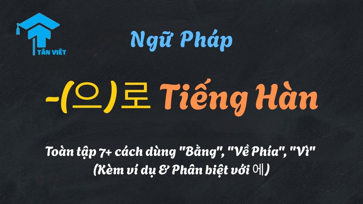 Infographic giải thích 7+ cách dùng ngữ pháp -(으)로 tiếng Hàn (bằng, về phía, vì) và phân biệt với 에.