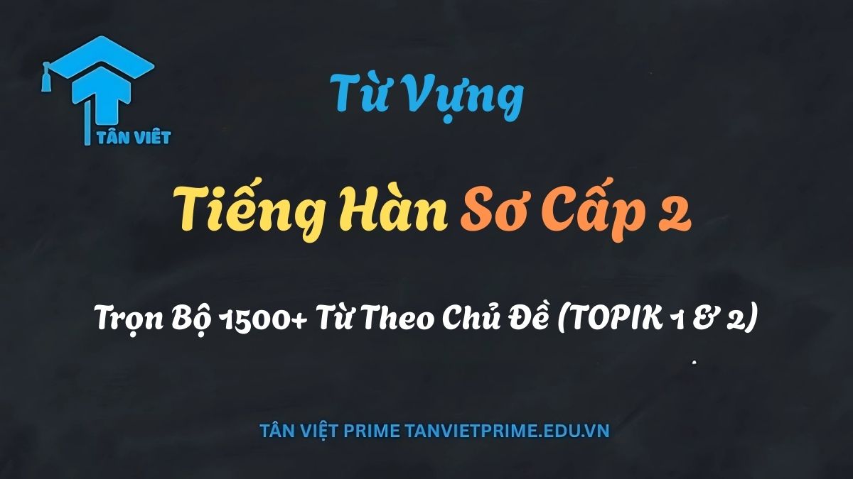 Minh họa khái niệm học từ vựng tiếng Hàn sơ cấp 2 với các biểu tượng ngôn ngữ và con số 1500+.