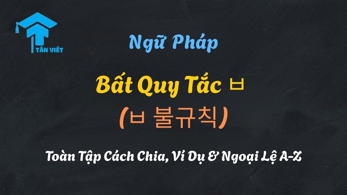 Sơ đồ giải thích bất quy tắc ㅂ (ㅂ 불규칙) trong tiếng Hàn, minh họa ㅂ biến đổi thành 우 và 오