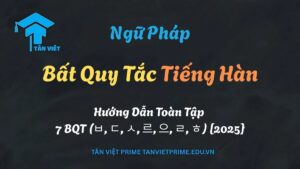 Sơ đồ tổng quan về 7 bất quy tắc tiếng Hàn (불규칙), giải thích cách chia động từ và tính từ bất quy tắc để học ngữ pháp hiệu quả