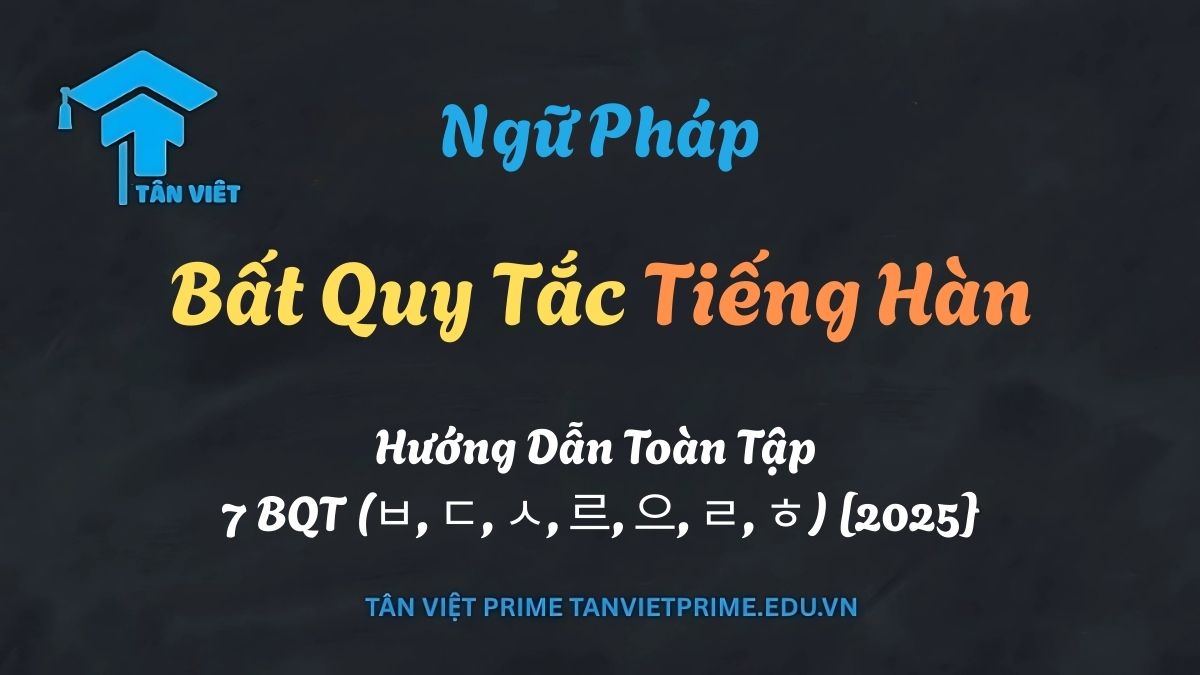 Sơ đồ tổng quan về 7 bất quy tắc tiếng Hàn (불규칙), giải thích cách chia động từ và tính từ bất quy tắc để học ngữ pháp hiệu quả