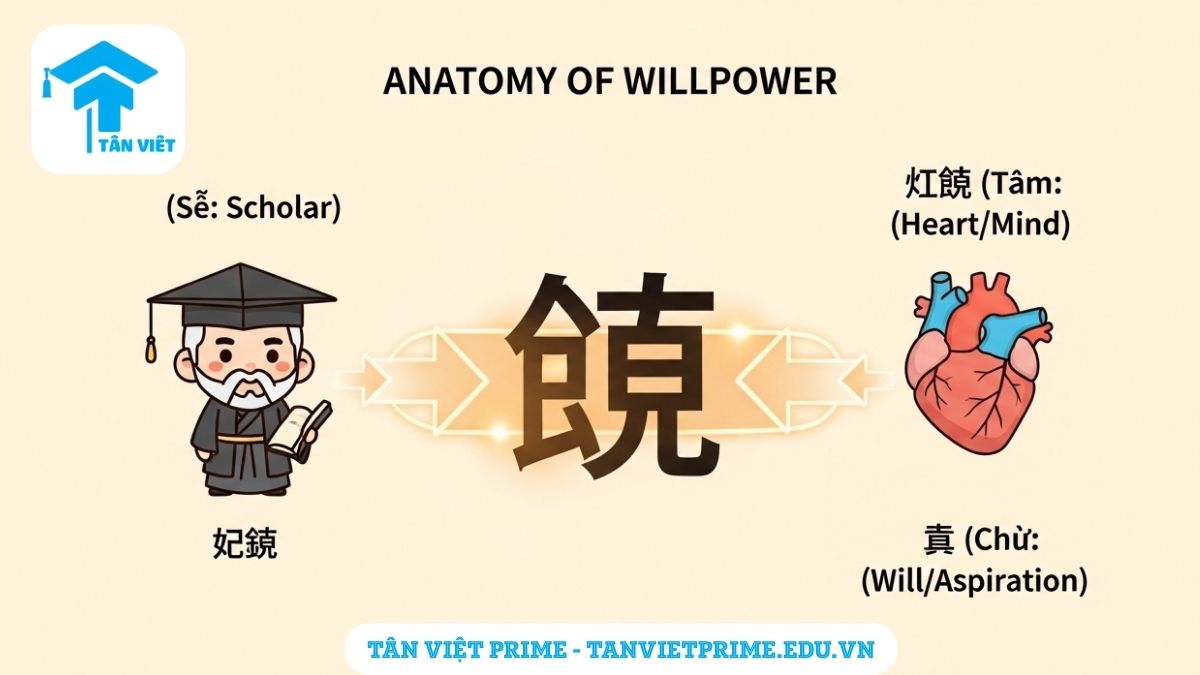 Chữ Chí trong Tiếng Hán (志 / Zhì): Từ Ý Chí, Nguồn Gốc Đến Ứng Dụng A-Z 2 Infographic giải thích cấu tạo chữ Chí (志), mô tả hình ảnh bộ Sĩ (học trò) và bộ Tâm (trái tim) kết hợp lại để làm rõ ý nghĩa "tâm của kẻ sĩ". Hữu ích cho việc học chiết tự Hán tự.