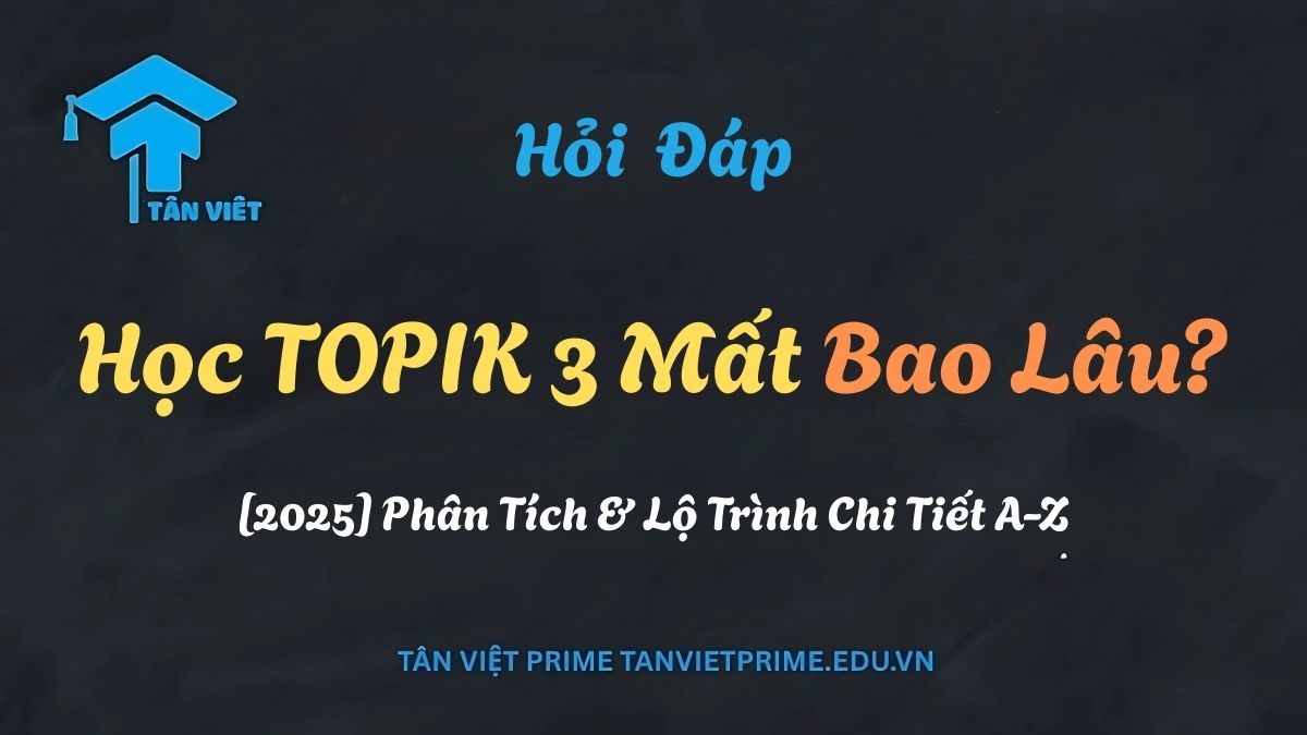 Sơ đồ phân tích chi tiết học TOPIK 3 mất bao lâu, bao gồm lộ trình học từ con số 0 và các yếu tố quyết định thời gian thành công - Tân Việt Prime.
