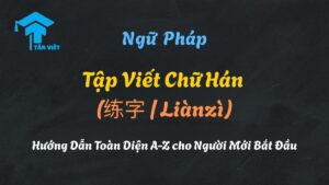 Hướng dẫn tập viết chữ Hán cho người mới bắt đầu, minh họa một người đang kiên trì luyện các nét cơ bản trên vở ô ly theo đúng quy tắc bút thuận.