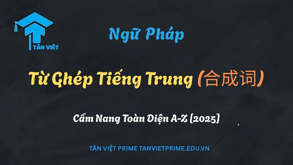 Infographic giải thích cách hình thành từ ghép tiếng Trung, minh họa các ký tự Hán như 火 và 车 kết hợp thành từ 火车.