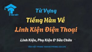 Tổng hợp từ vựng tiếng Hàn về phụ kiện điện thoại, gồm có ốp lưng (케이스), bộ sạc (충전기), và sạc dự phòng (보조 배터리).