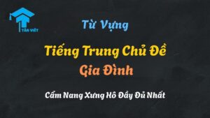 Sơ đồ cây gia phả giải thích từ vựng tiếng Trung chủ đề gia đình, bao gồm cách xưng hô ông bà, cha mẹ, anh chị em và phân biệt họ hàng bên nội, bên ngoại.