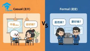 Infographic comparing formal vs casual Chinese introductions for different situations like meeting friends versus a job interview. This guide explains Chinese etiquette with Pinyin examples for phrases like 'Nǐ hǎo' vs. 'Nín hǎo', created by Tan Viet Prime.