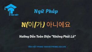 Hình ảnh minh họa giải thích ngữ pháp N 이/가 아니에요, với ví dụ '학생이 아니에요' (Không phải là học sinh) và một dấu X màu đỏ để nhấn mạnh ý nghĩa phủ định 'không phải là' trong tiếng Hàn.