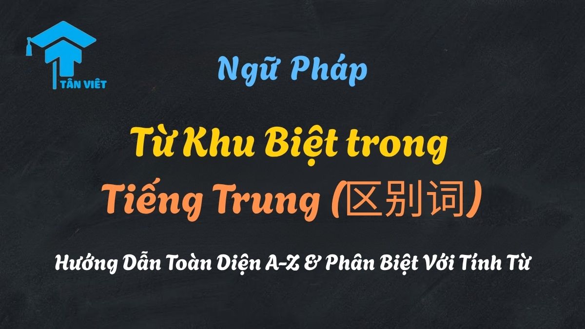 Từ Khu Biệt trong Tiếng Trung (区别词): Hướng Dẫn Toàn Diện A-Z & Phân Biệt Với Tính Từ 1 Sơ đồ minh họa sự khác biệt giữa từ khu biệt (区别词) và tính từ (形容词) trong tiếng Trung, so sánh cách dùng '大型' như một nhãn dán và '很大' như một lời miêu tả.