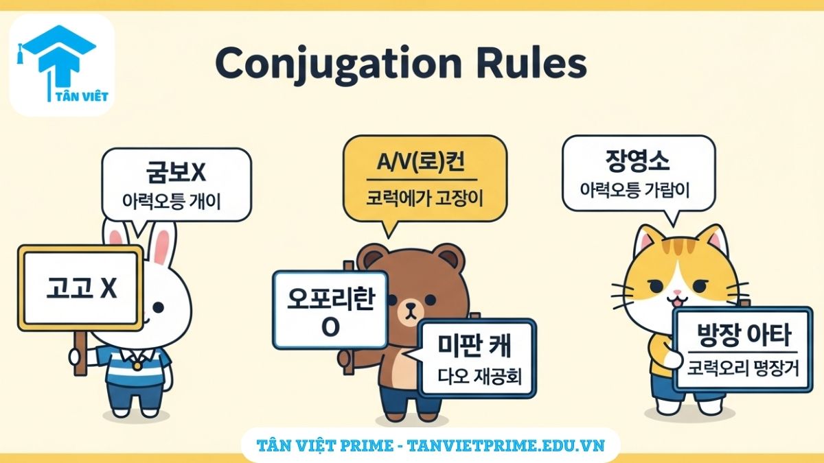Ngữ Pháp A/V-(으)ㄹ수록: Cấu Trúc "Càng... Càng" Tiếng Hàn (A-Z) 3 Infographic hướng dẫn cách chia động từ với cấu trúc (으)ㄹ수록 trong tiếng Hàn, phân loại theo có Patchim, không Patchim và bất quy tắc thông qua các linh vật động vật dễ thương.