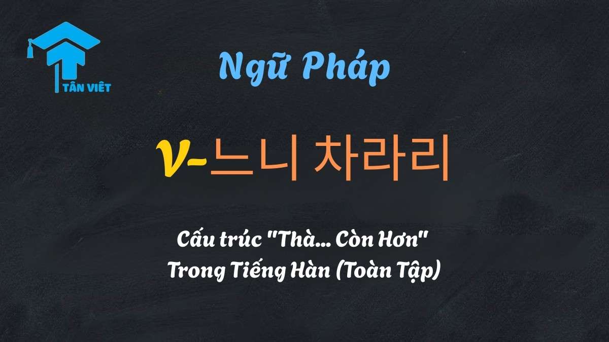 Ngữ pháp V-느니 차라리: Cấu trúc "Thà... Còn Hơn" Trong Tiếng Hàn (Toàn Tập) 1 Ngữ pháp V-느니 차라리: Cấu trúc Thà... còn hơn trong tiếng Hàn - Tân Việt Prime