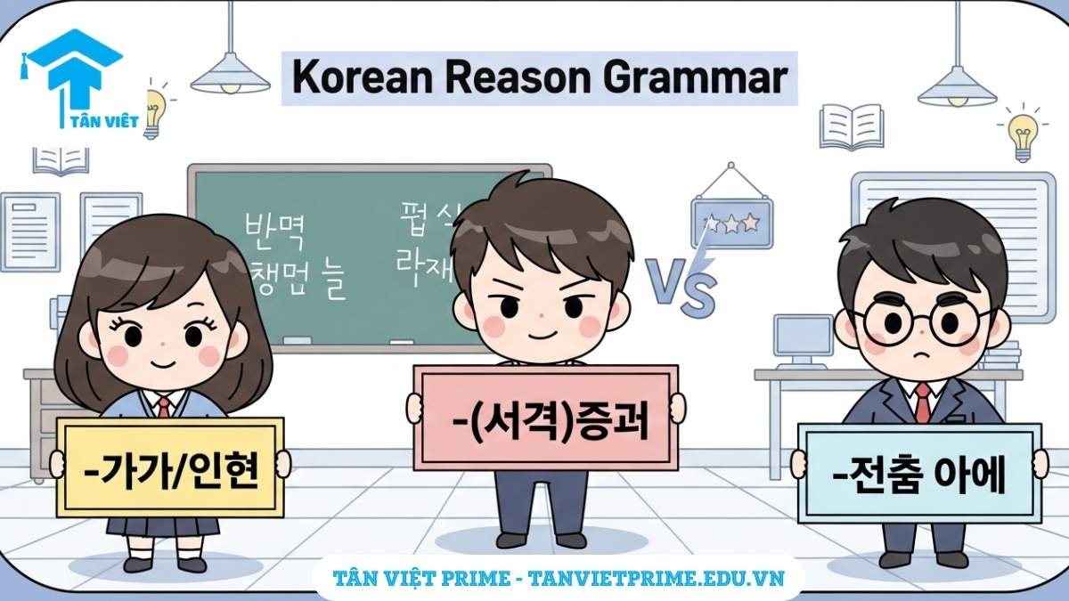 Hình ảnh minh họa cấu trúc ngữ pháp -아/어서 qua ví dụ trời mưa, giải thích mối quan hệ nguyên nhân kết quả theo trình tự thời gian tự nhiên trong tiếng Hàn.