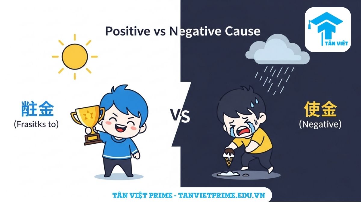 Ngữ pháp N 덕분에: Toàn Tập Cách Dùng "Nhờ Có" & Phân Biệt Với 탓에 3 Infographic so sánh ngữ pháp tiếng Hàn, mô tả sự đối lập giữa "덕분에" (kết quả tích cực, vui vẻ) và "탓에" (hậu quả tiêu cực, buồn bã) để giúp người học phân biệt cách dùng đúng ngữ cảnh.
