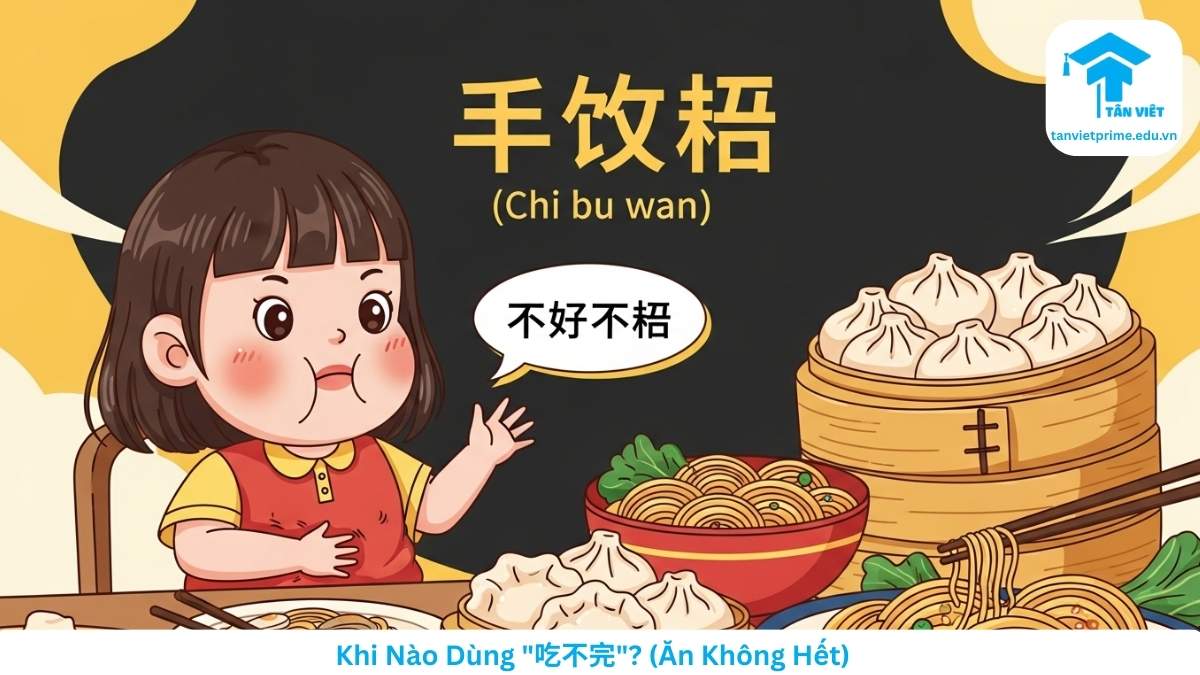 Sơ đồ tư duy minh họa cấu trúc Bổ ngữ khả năng tiếng Trung thể khẳng định và phủ định thông qua hình ảnh nhân vật chibi leo núi dễ thương.