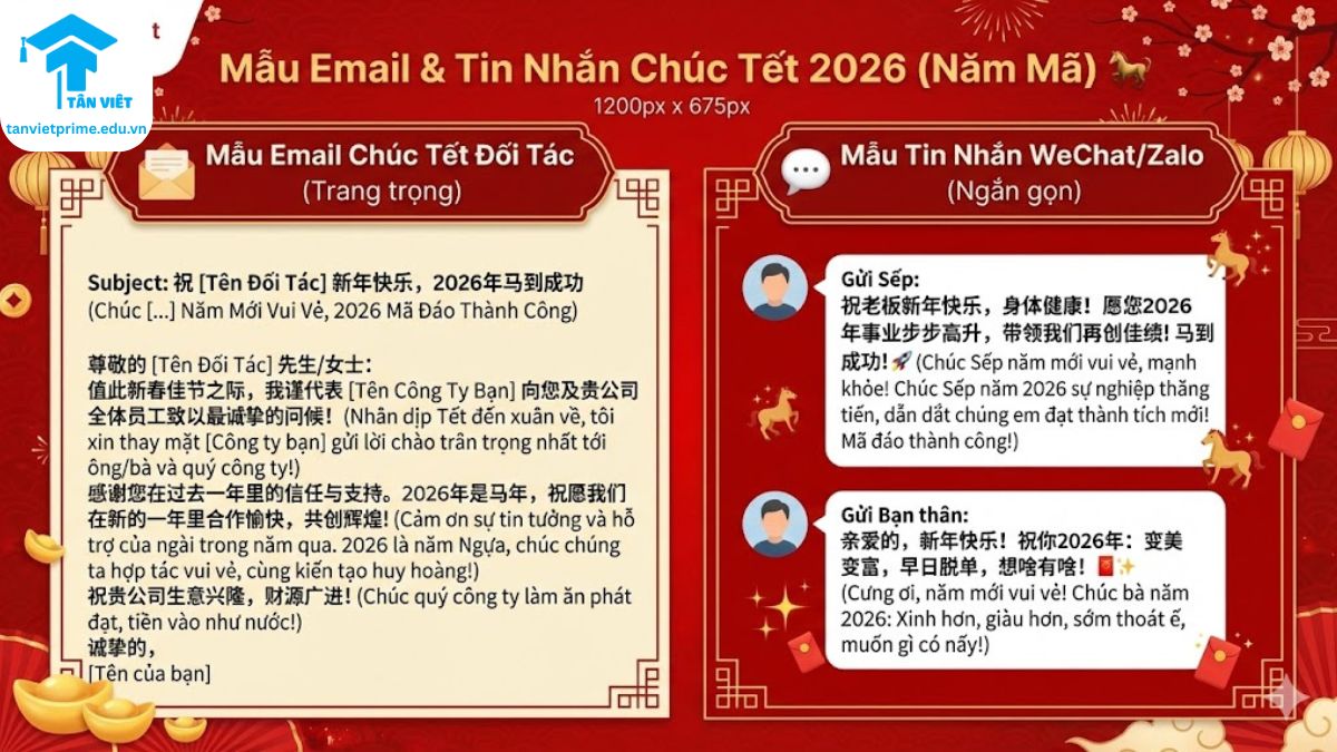 Chúc Mừng Năm Mới Tiếng Trung 2026: 100+ Câu Chúc Hay & Mẫu Email A-Z 5 Mẫu Email Chúc Tết Đối Tác