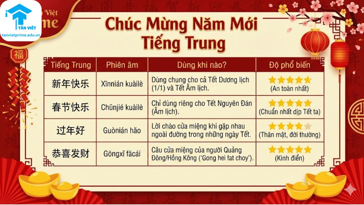 Chúc Mừng Năm Mới Tiếng Trung 2026: 100+ Câu Chúc Hay & Mẫu Email A-Z 2 Phân Biệt Các Cách Nói Happy New Year